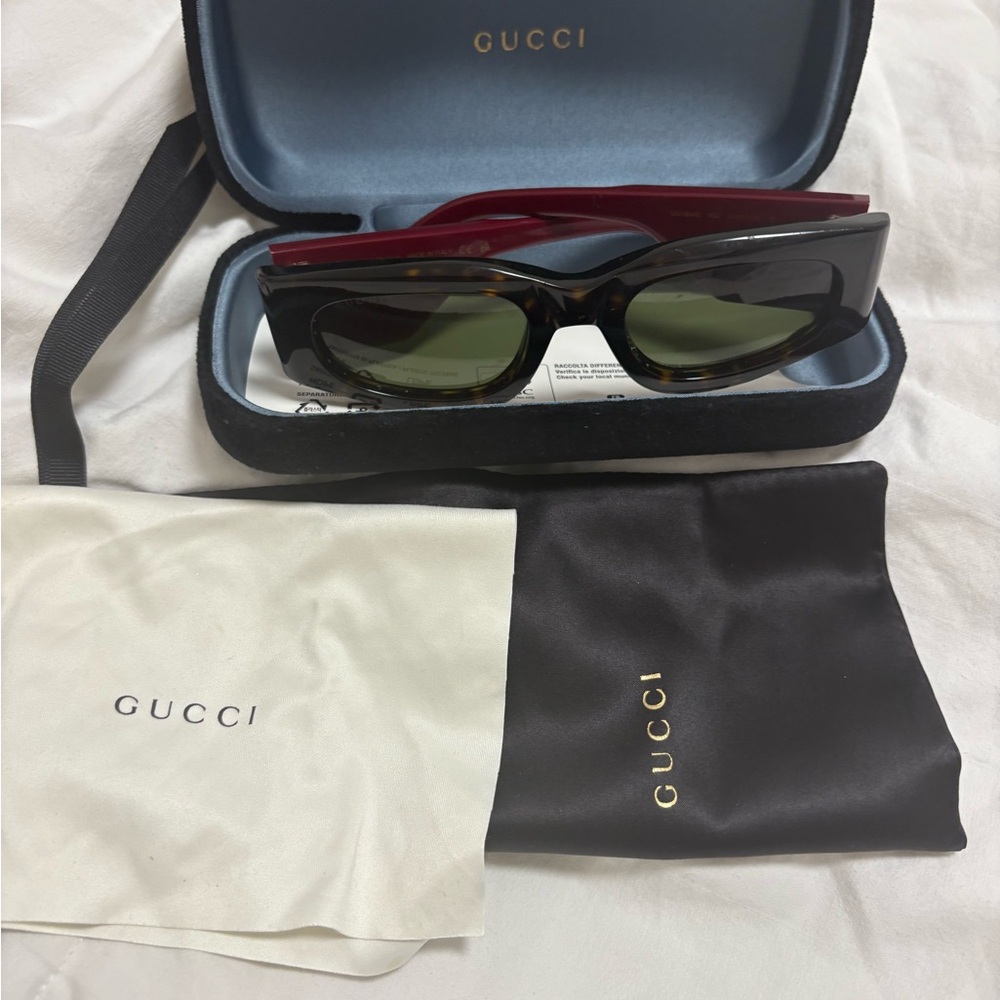 Gucci Black Sunglasses with Red Detail and Case